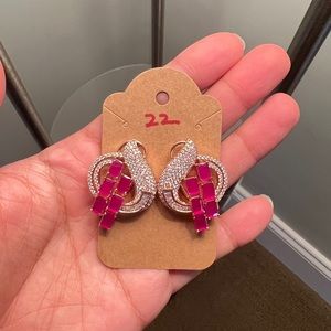 South Asian Red/Pink Earrings with Crystal